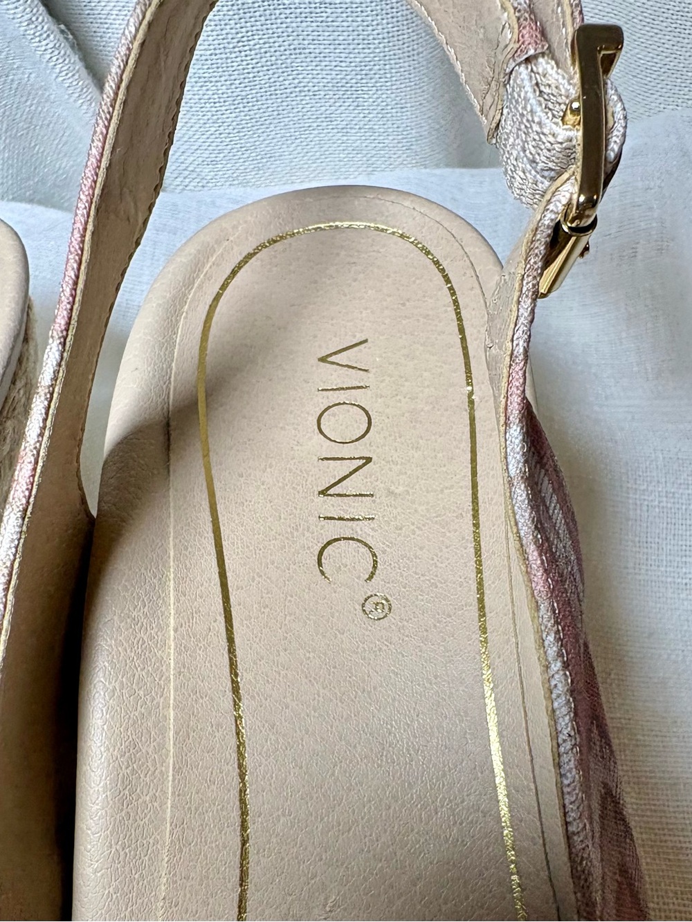 Vionic Coralina Espadrille Wedge Slingback Shoes Dusty Pink Chevron Size 9.5 - Picture 3 of 12